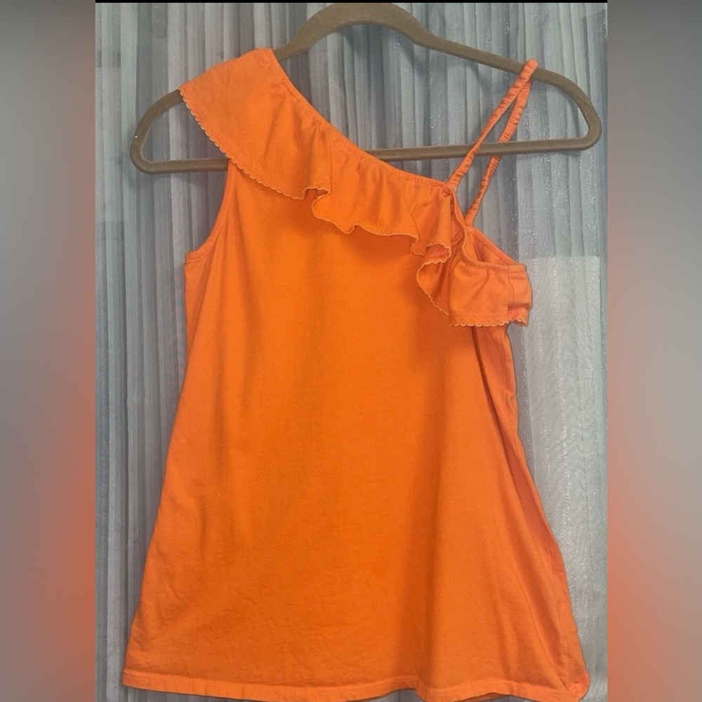Orange One-Shoulder Ruffle Top